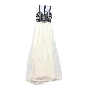 Molly Green Boho Embroidered Sleeveless Maxi Dress Ivory Women's Size Medium NWT